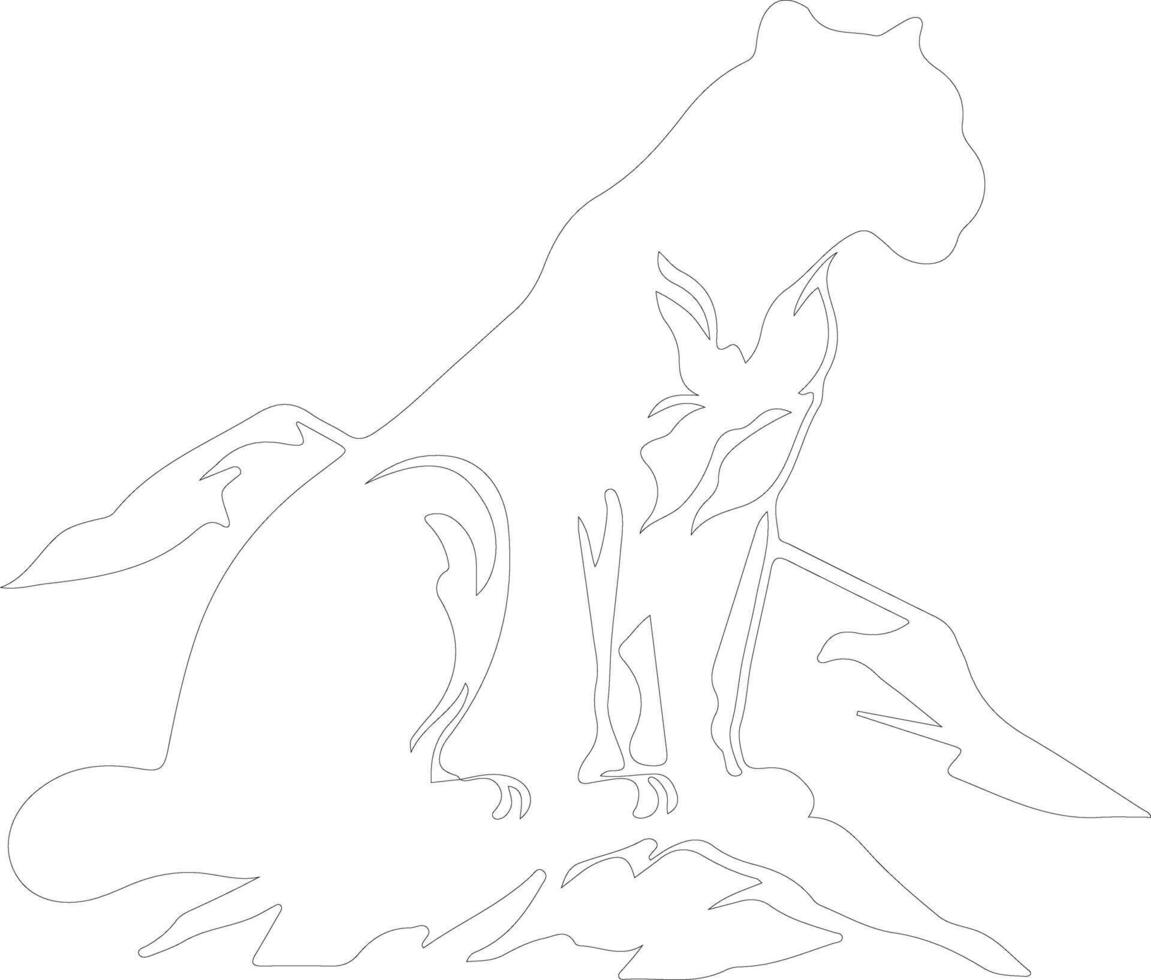 AI generated mountain lion  outline silhouette vector