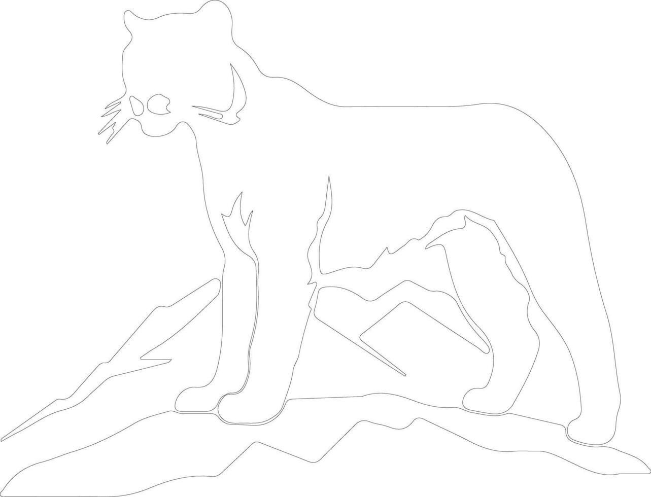 AI generated mountain lion  outline silhouette vector