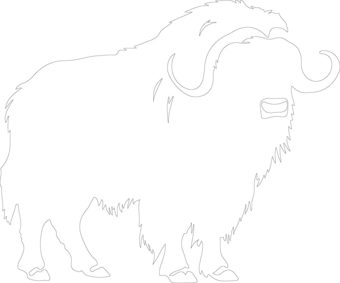 AI generated musk ox  outline silhouette vector