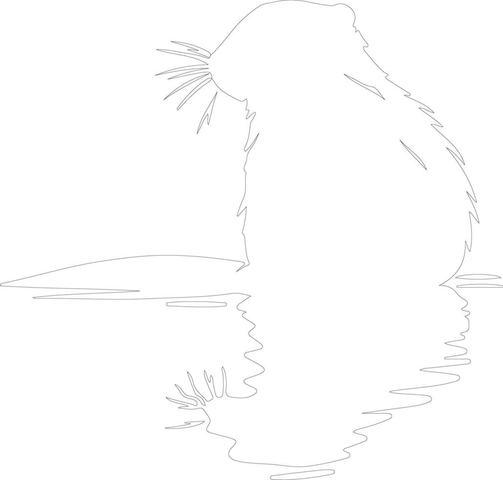 AI generated muskrat  outline silhouette vector