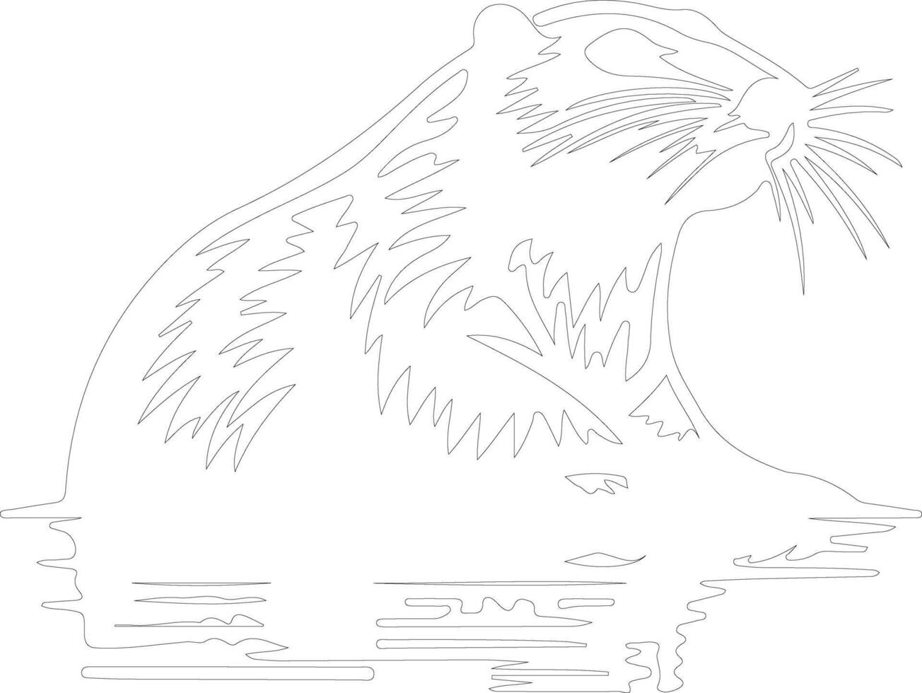 AI generated North American beaver  outline silhouette vector