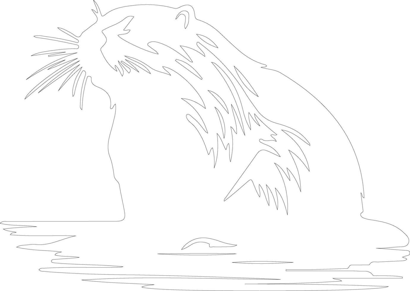 AI generated North American beaver  outline silhouette vector