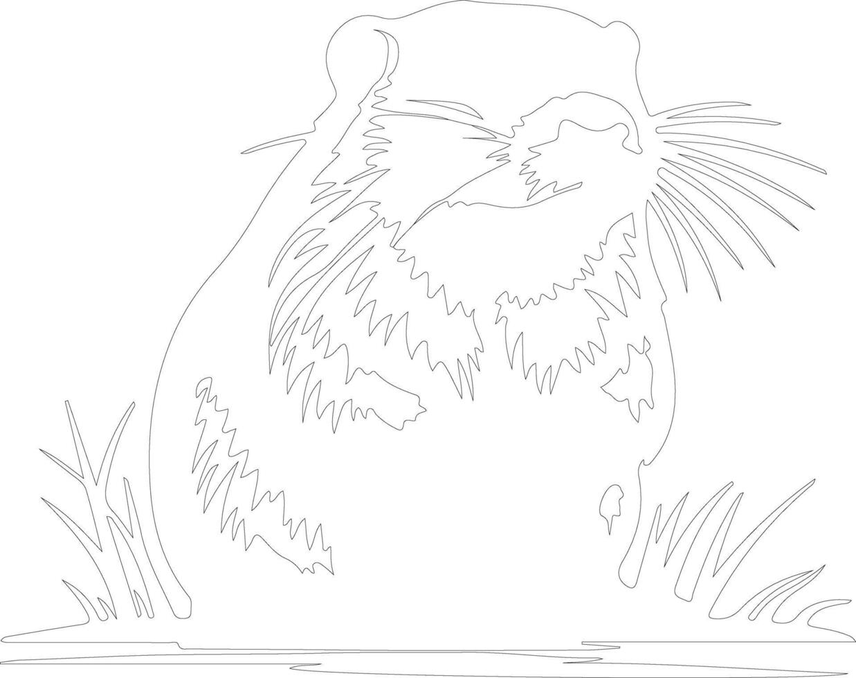 AI generated North American beaver  outline silhouette vector