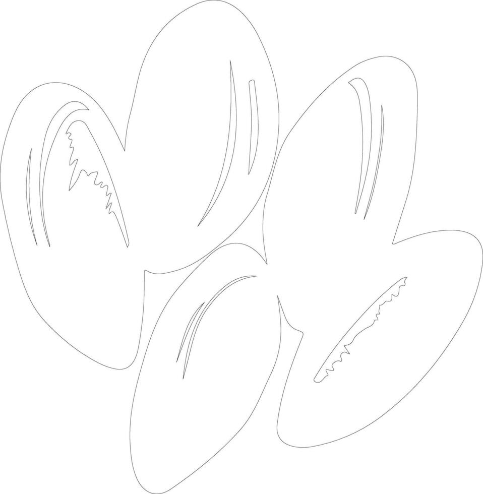 AI generated mussels  outline silhouette vector