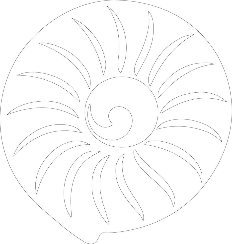 AI generated nautilus  outline silhouette vector