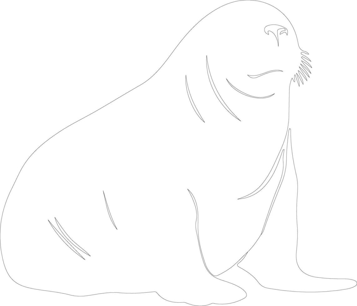 AI generated northern elephant seal  outline silhouette vector