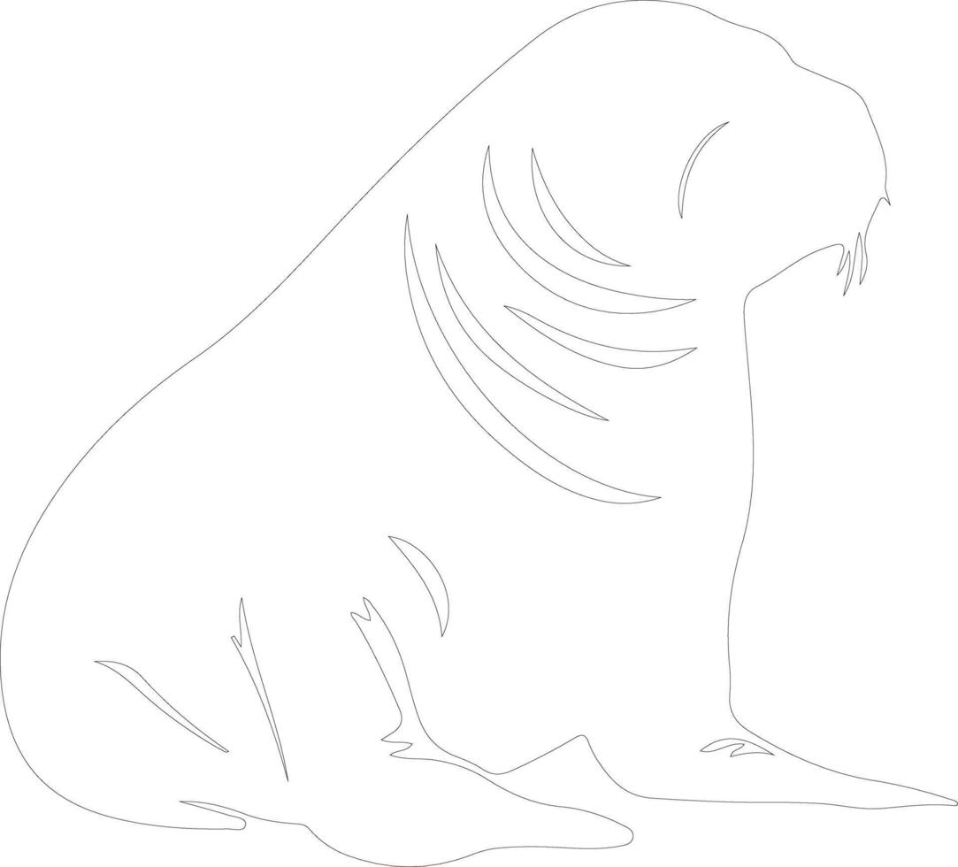 AI generated northern elephant seal  outline silhouette vector
