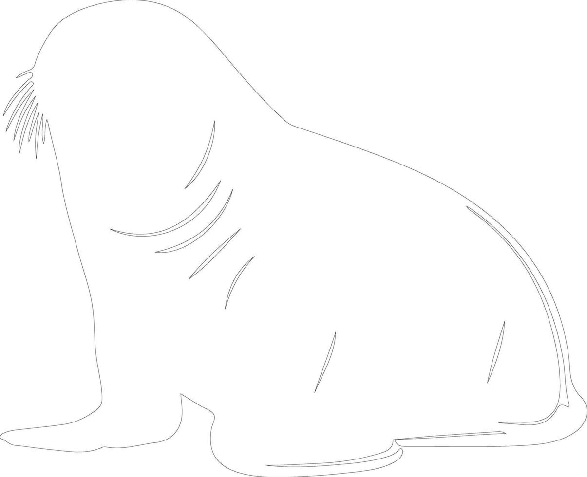 AI generated northern elephant seal  outline silhouette vector