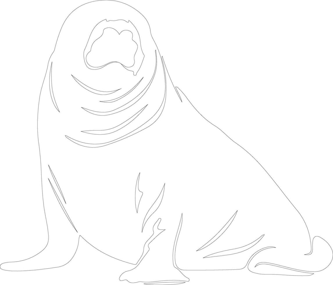 AI generated northern elephant seal  outline silhouette vector