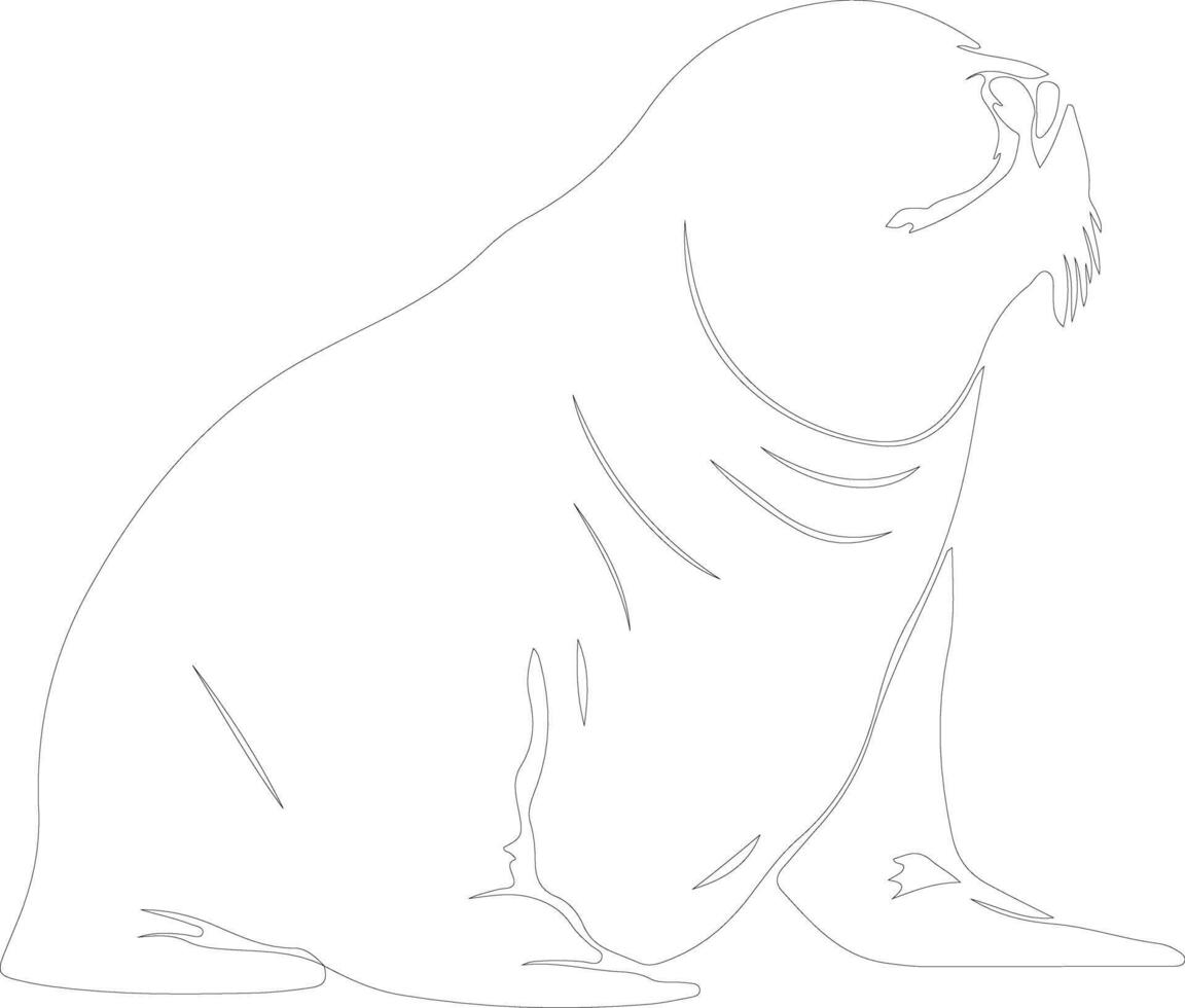 AI generated northern elephant seal  outline silhouette vector