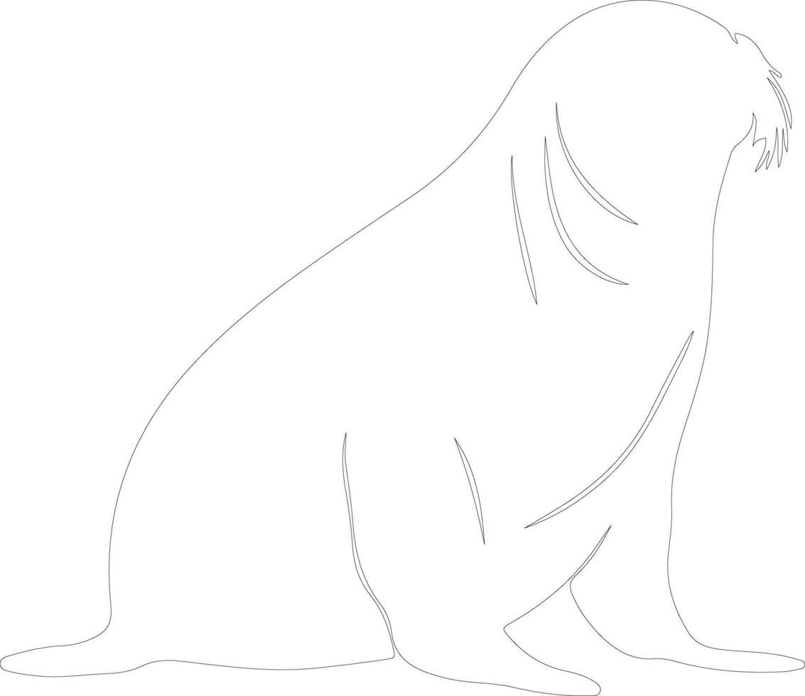 AI generated northern elephant seal  outline silhouette vector