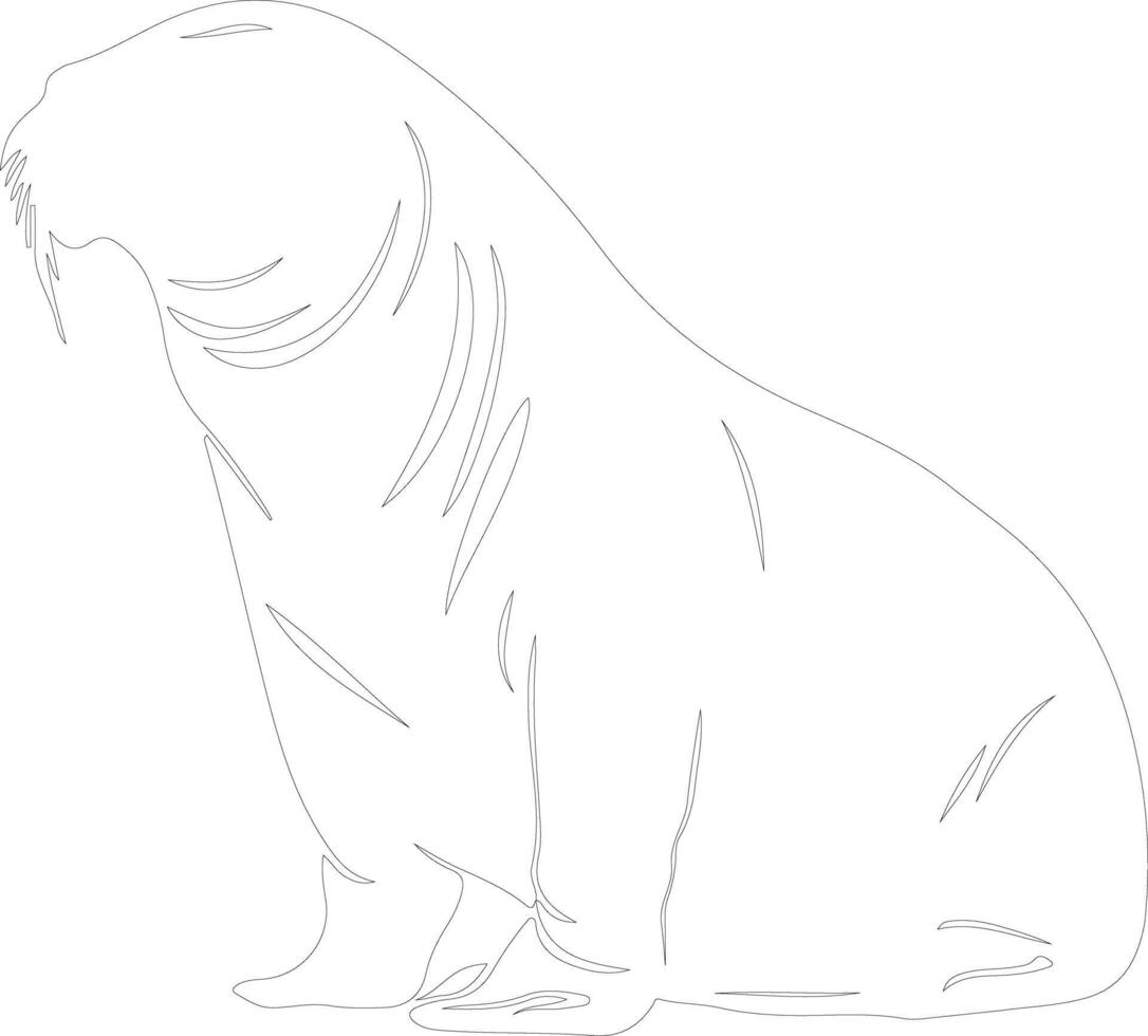 AI generated northern elephant seal  outline silhouette vector