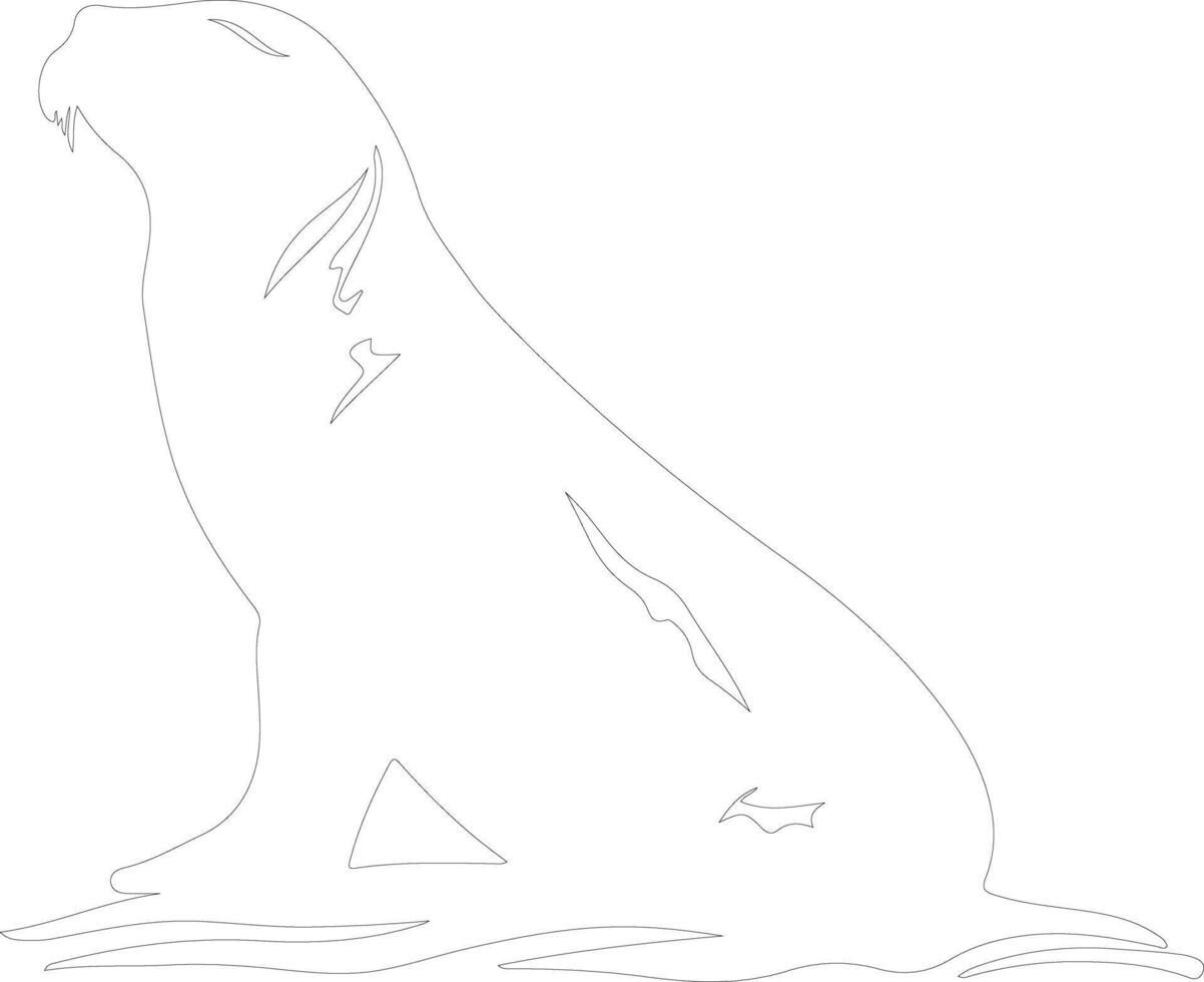 AI generated northern fur seal  outline silhouette vector