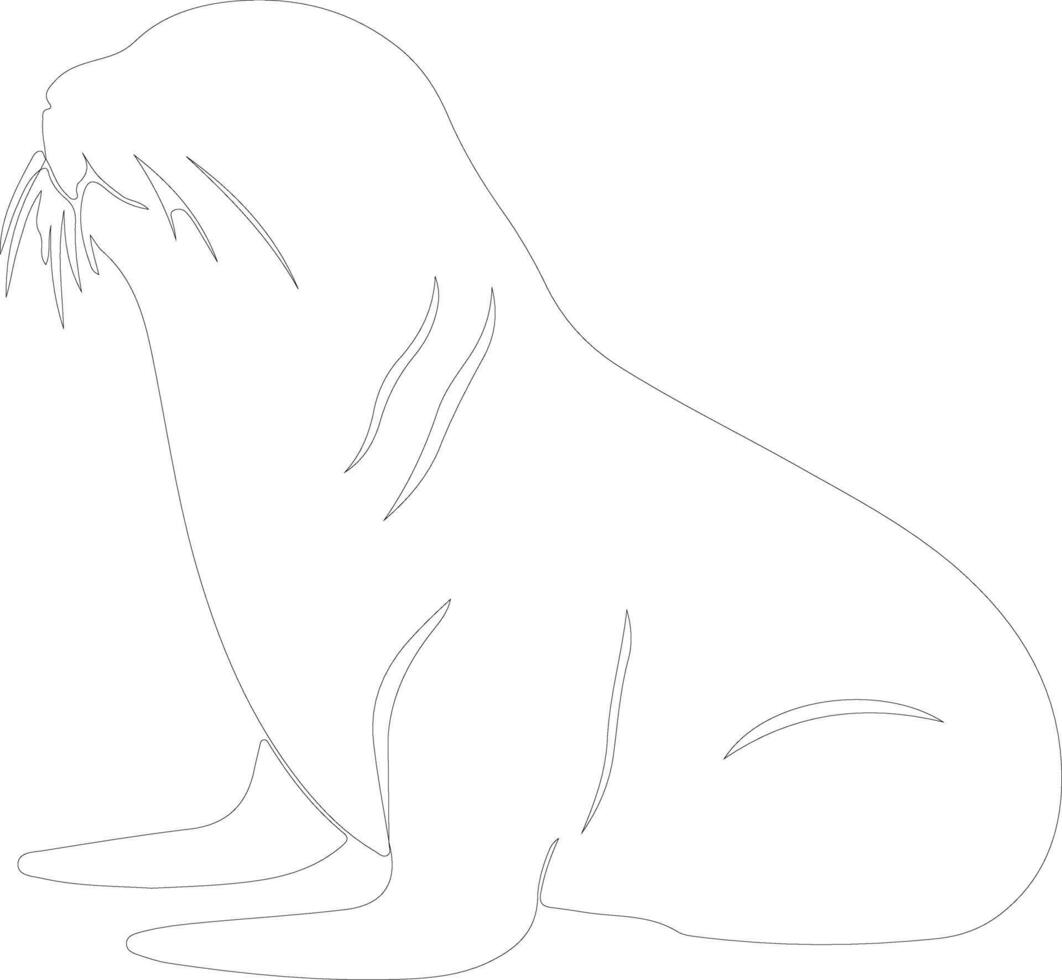 AI generated northern fur seal  outline silhouette vector