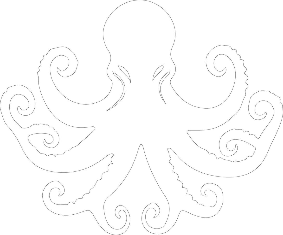 AI generated octopus  outline silhouette vector