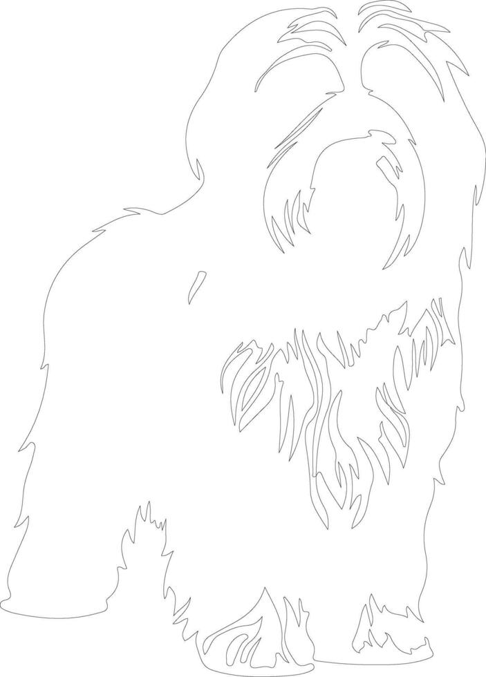 AI generated old English sheepdog  outline silhouette vector
