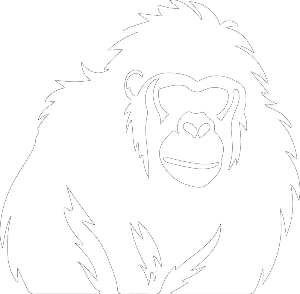 AI generated orangutan  outline silhouette vector
