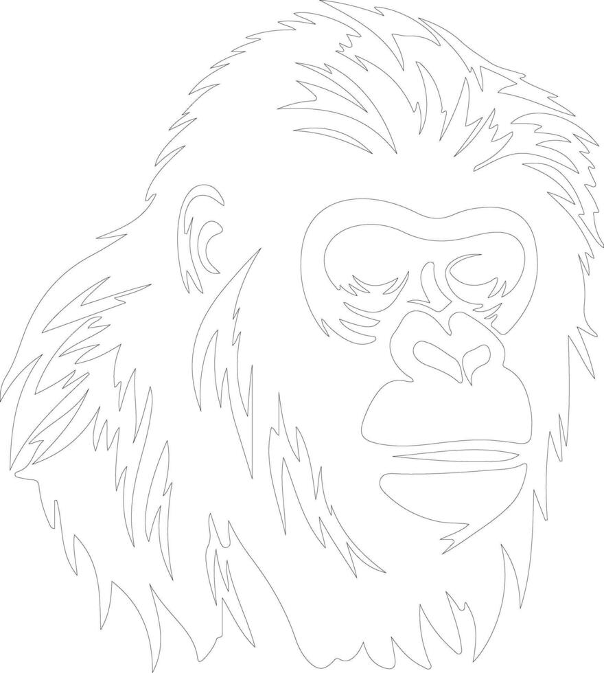 AI generated orangutan  outline silhouette vector