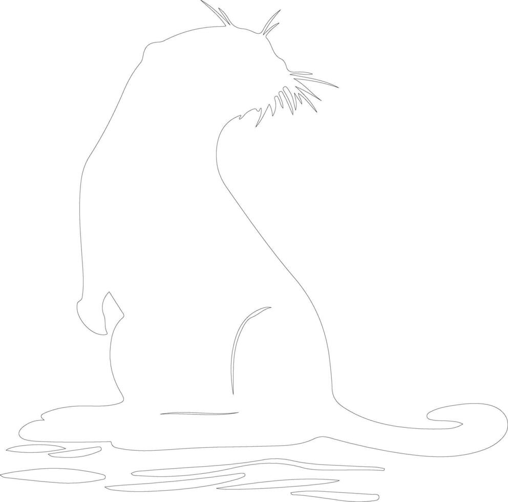 AI generated otter river  outline silhouette vector