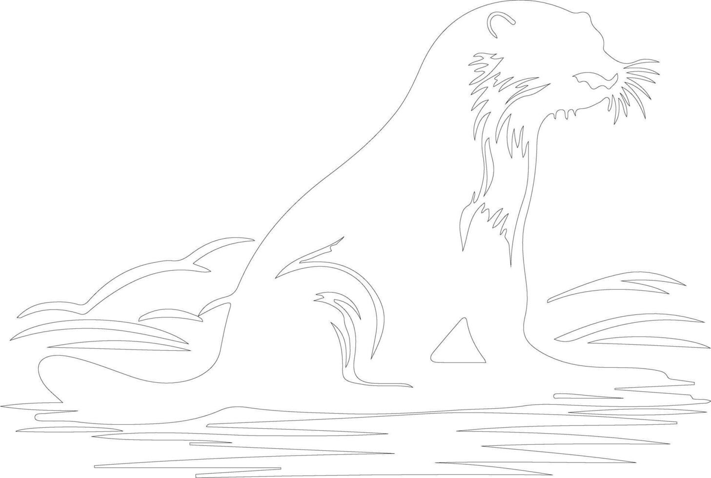 AI generated otter river  outline silhouette vector