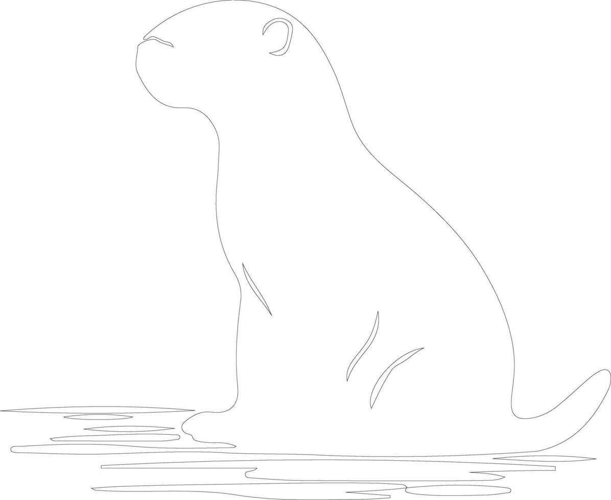 AI generated otter river  outline silhouette vector