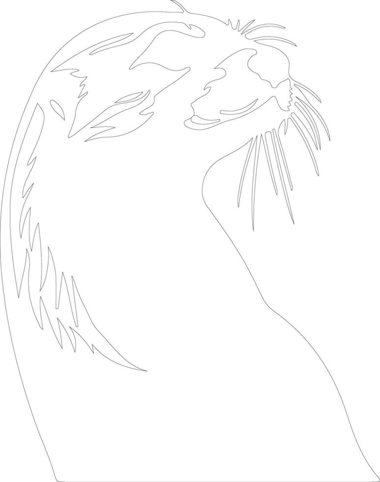 AI generated otter sea outline silhouette vector