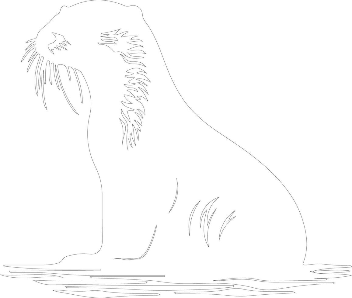 AI generated otter sea  outline silhouette vector