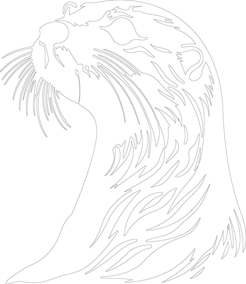 AI generated otter sea  outline silhouette vector