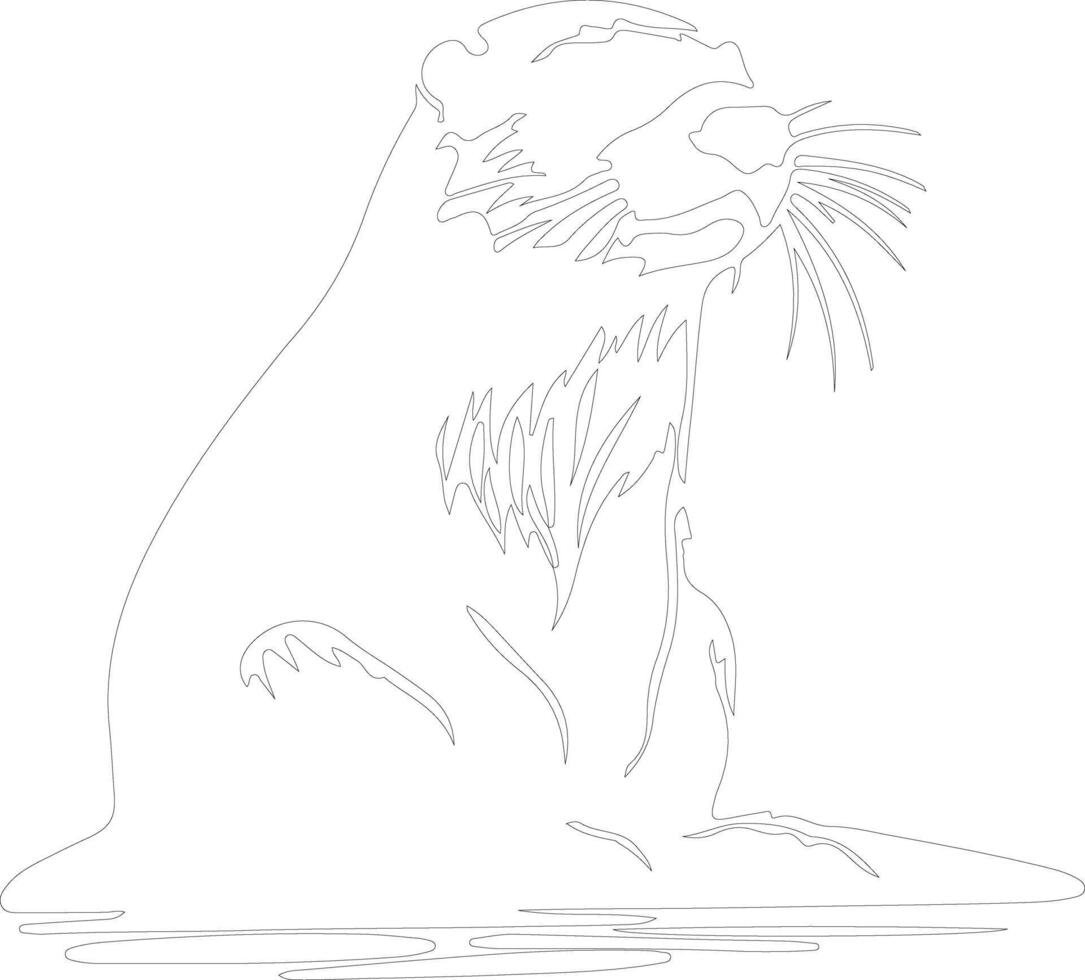 AI generated otter river outline silhouette vector