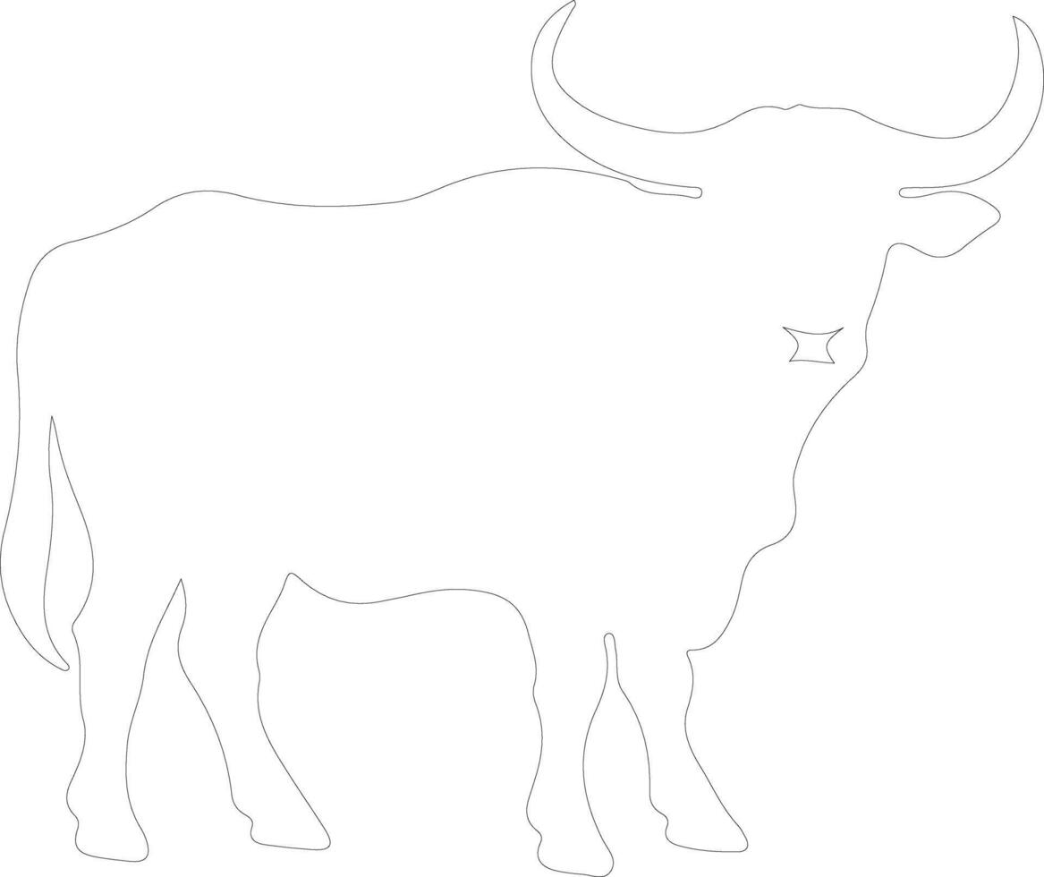 AI generated ox  outline silhouette vector