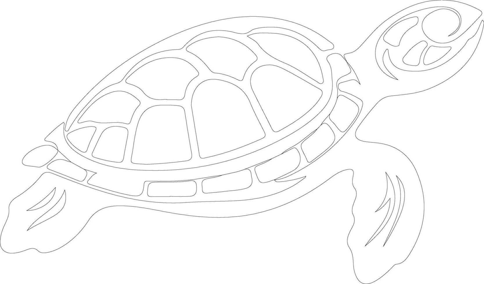 AI generated painted turtle  outline silhouette vector