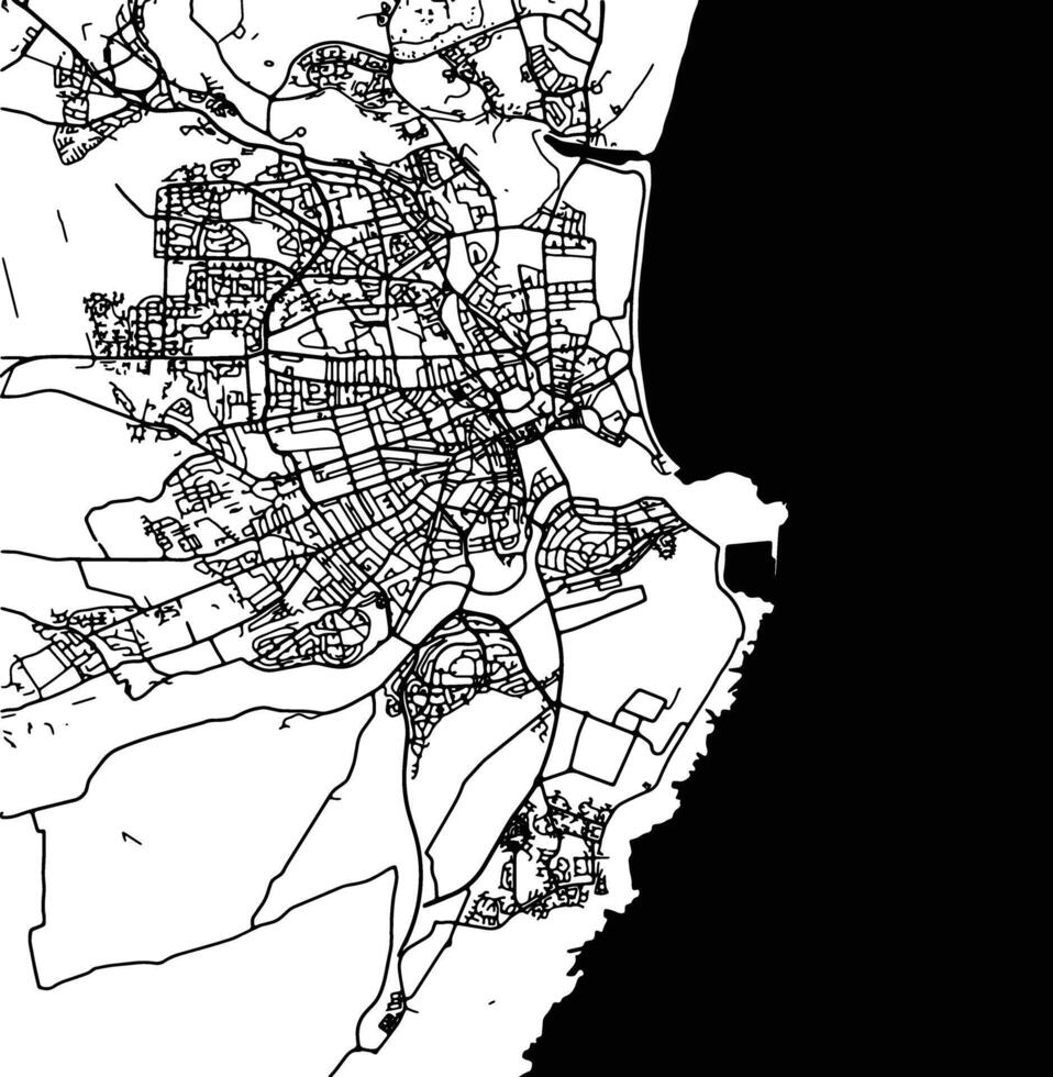 Silhouette map of Aberdeen United Kingdom. vector