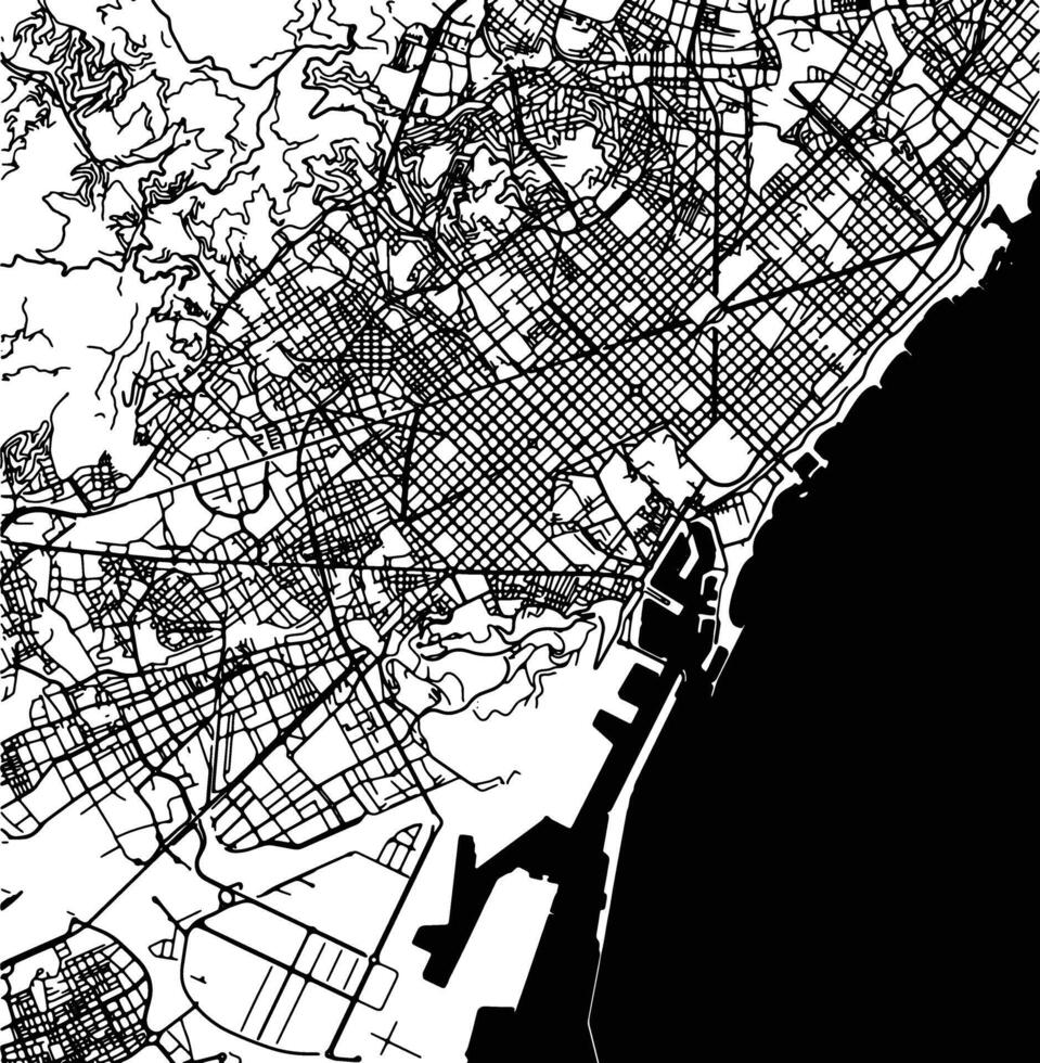 silueta mapa de Barcelona España. vector