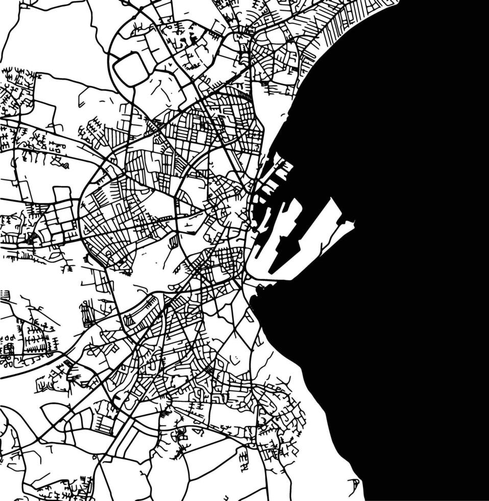 Silhouette map of Arhus Denmark. vector