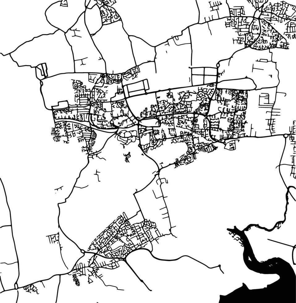 Silhouette map of Basildon United Kingdom. vector