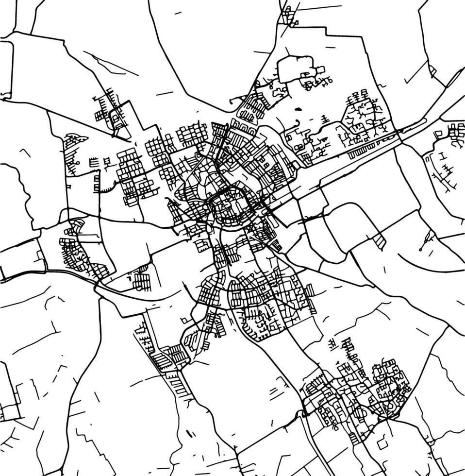 Silhouette map of Groningen Netherlands. vector