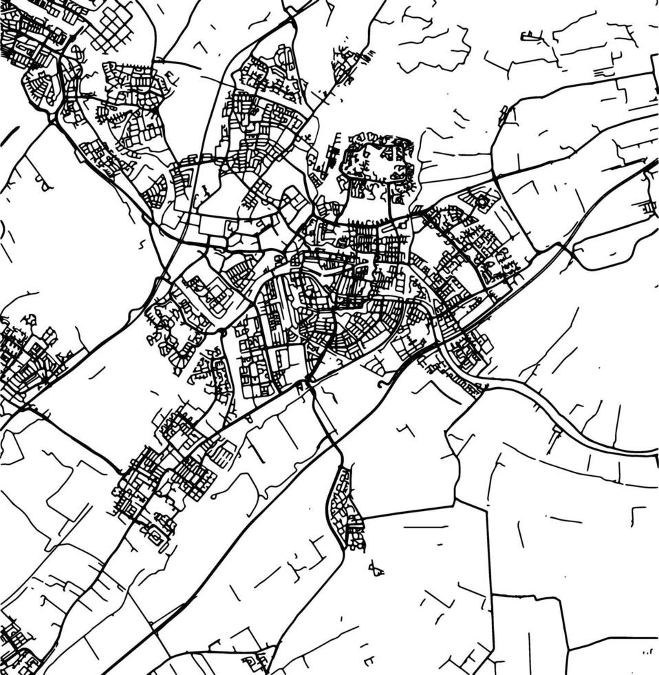 Silhouette map of Leiden Netherlands. vector