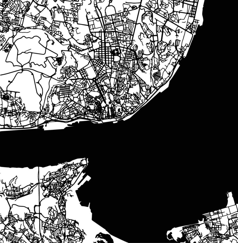 Silhouette map of Lisbon Portugal. vector