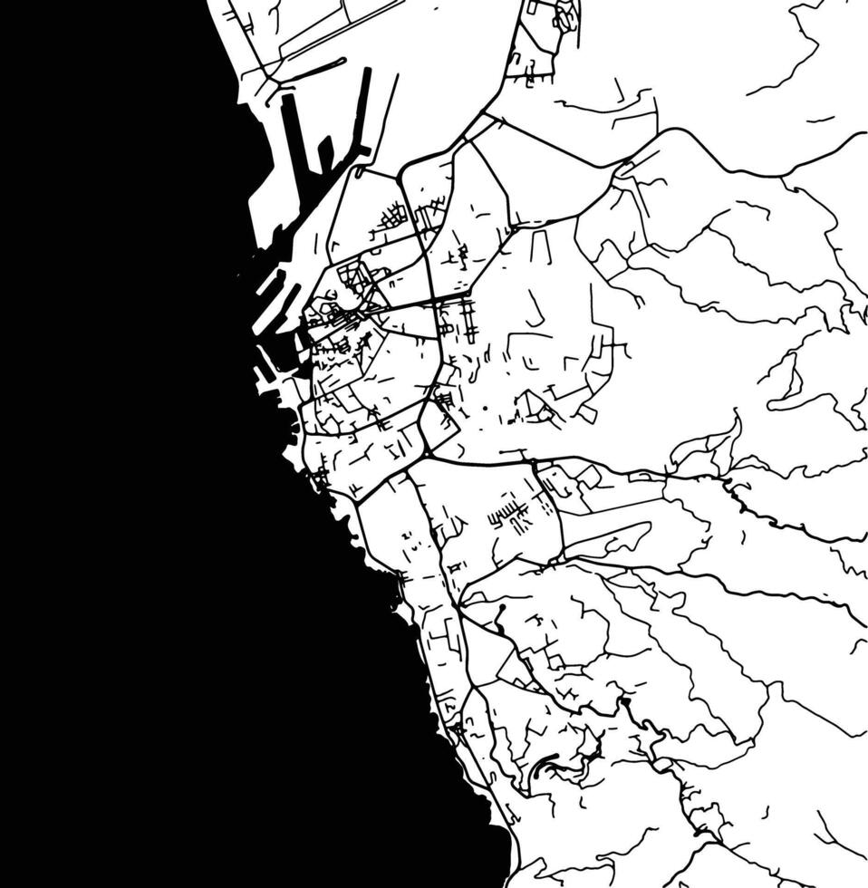 Silhouette map of Livorno Italy. vector