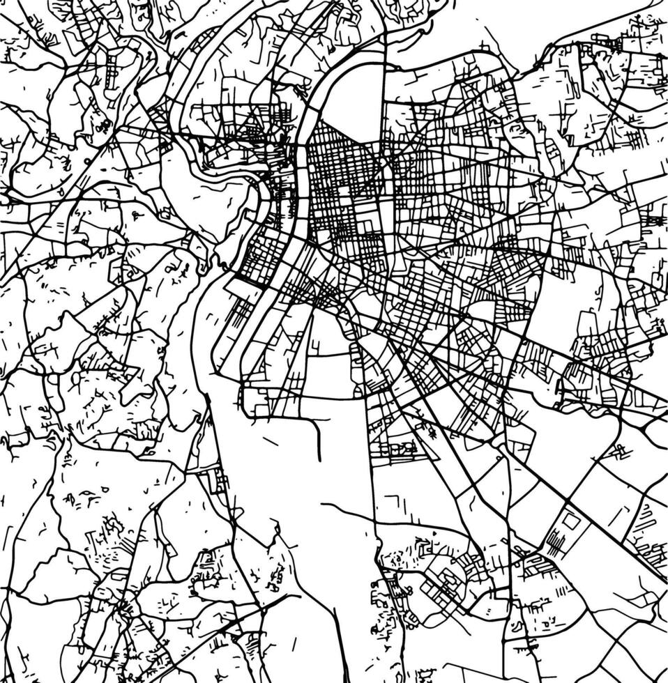 Silhouette map of Lyon France. vector