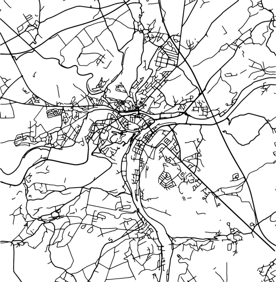 Silhouette map of Namur Belgium. vector