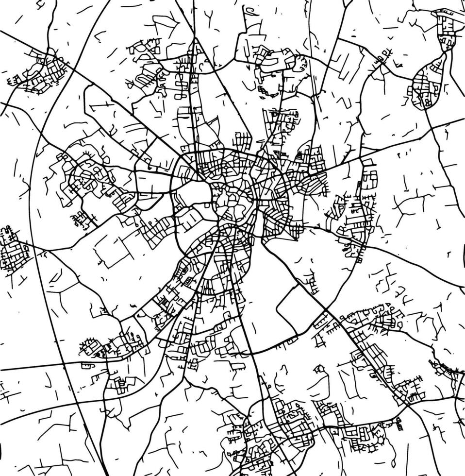 Silhouette map of Muenster Germany. vector