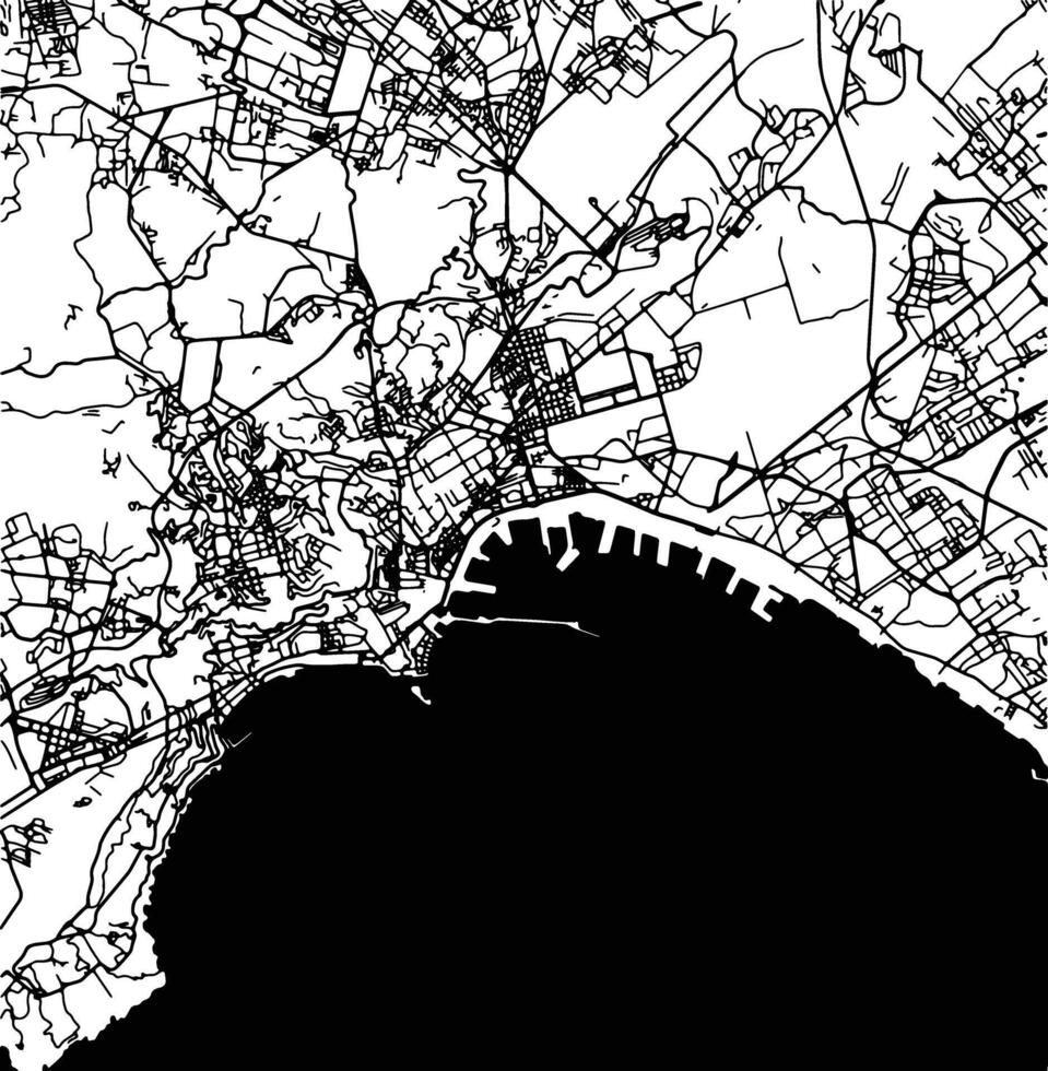 Silhouette map of Naples Italy. vector