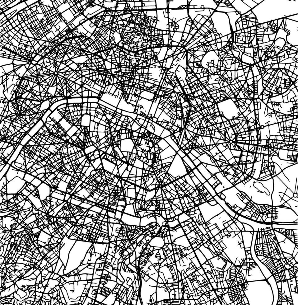 silueta mapa de París Francia. vector