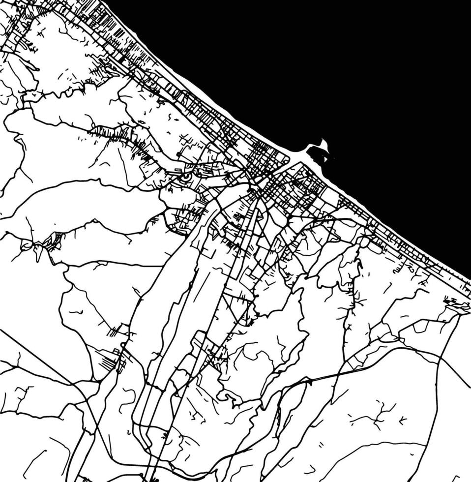 Silhouette map of Pescara Italy. vector