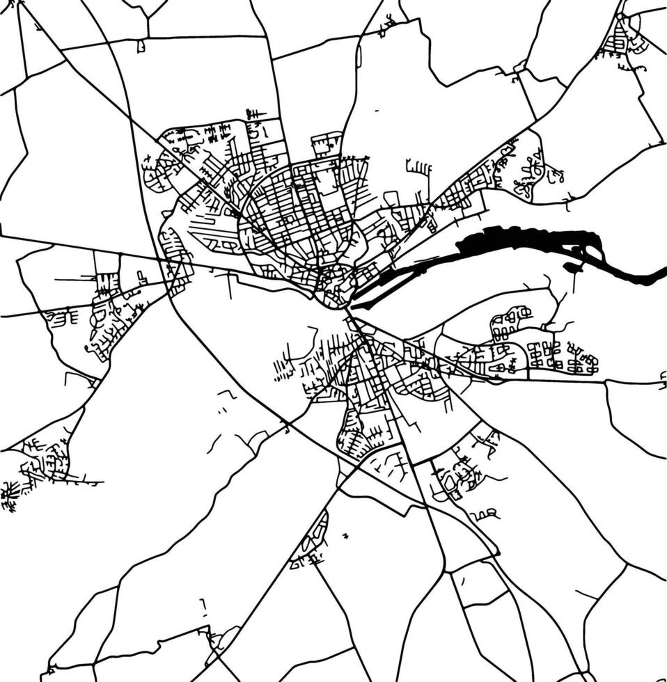 Silhouette map of Randers Denmark. vector