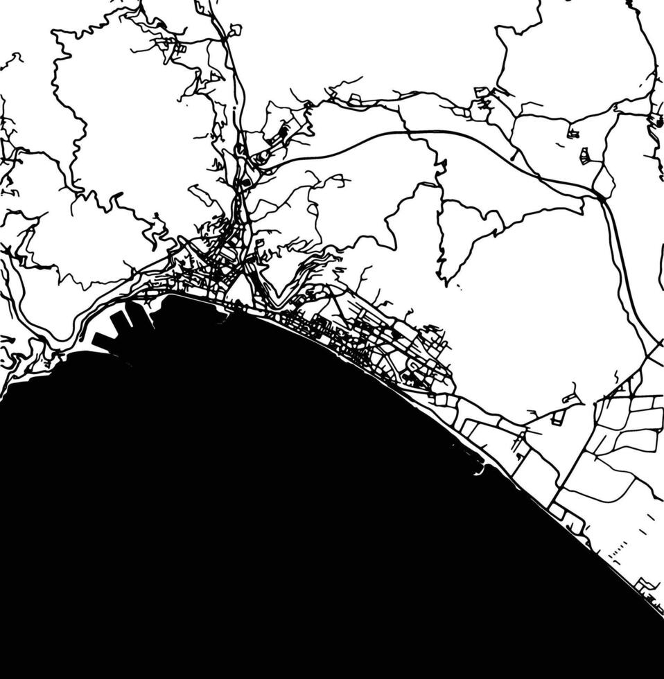 Silhouette map of Salerno Italy. vector