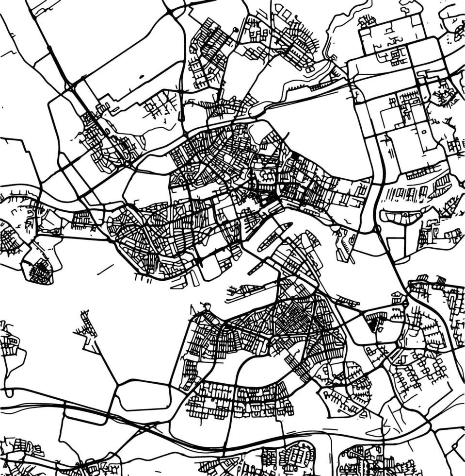 Silhouette map of Rotterdam Netherlands. vector