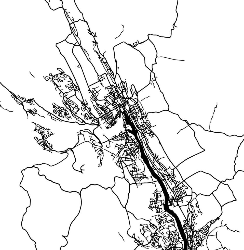 Silhouette map of Skien Norway. vector