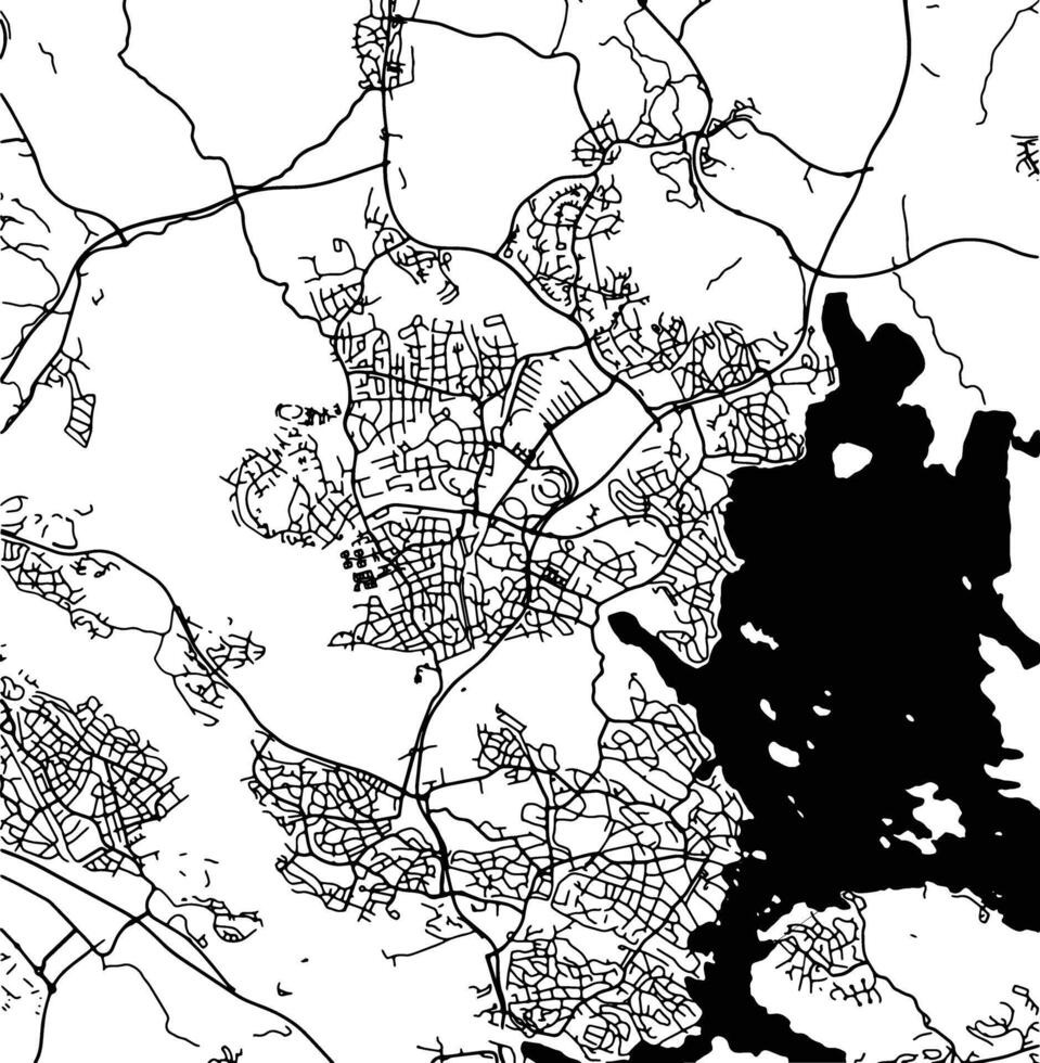 Silhouette map of Taby Sweden. vector